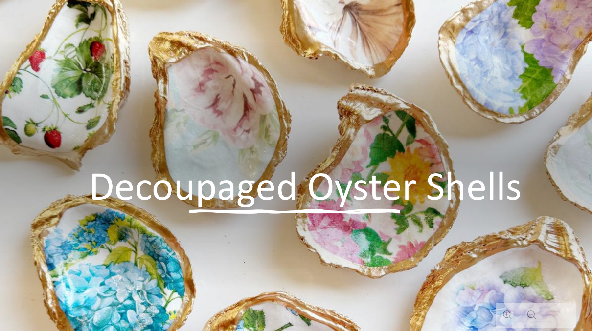 Image of decoupaged oyster shells.